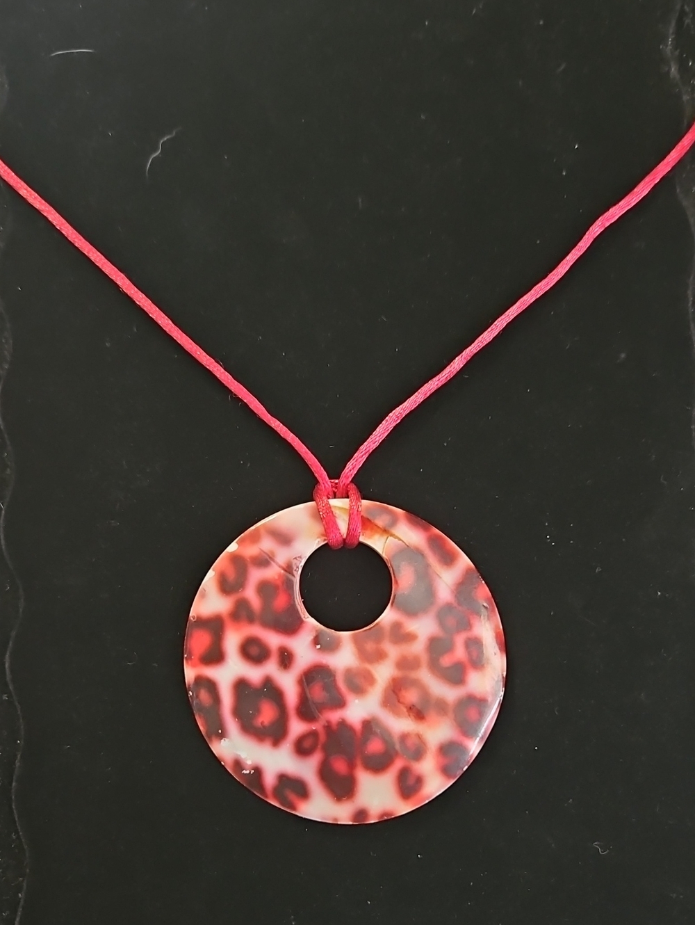 Source Unknown Red Leopard-Print Round Pendant Necklace